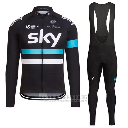 2016 Fahrradbekleidung Sky Shwarz Trikot Langarm und Tragerhose